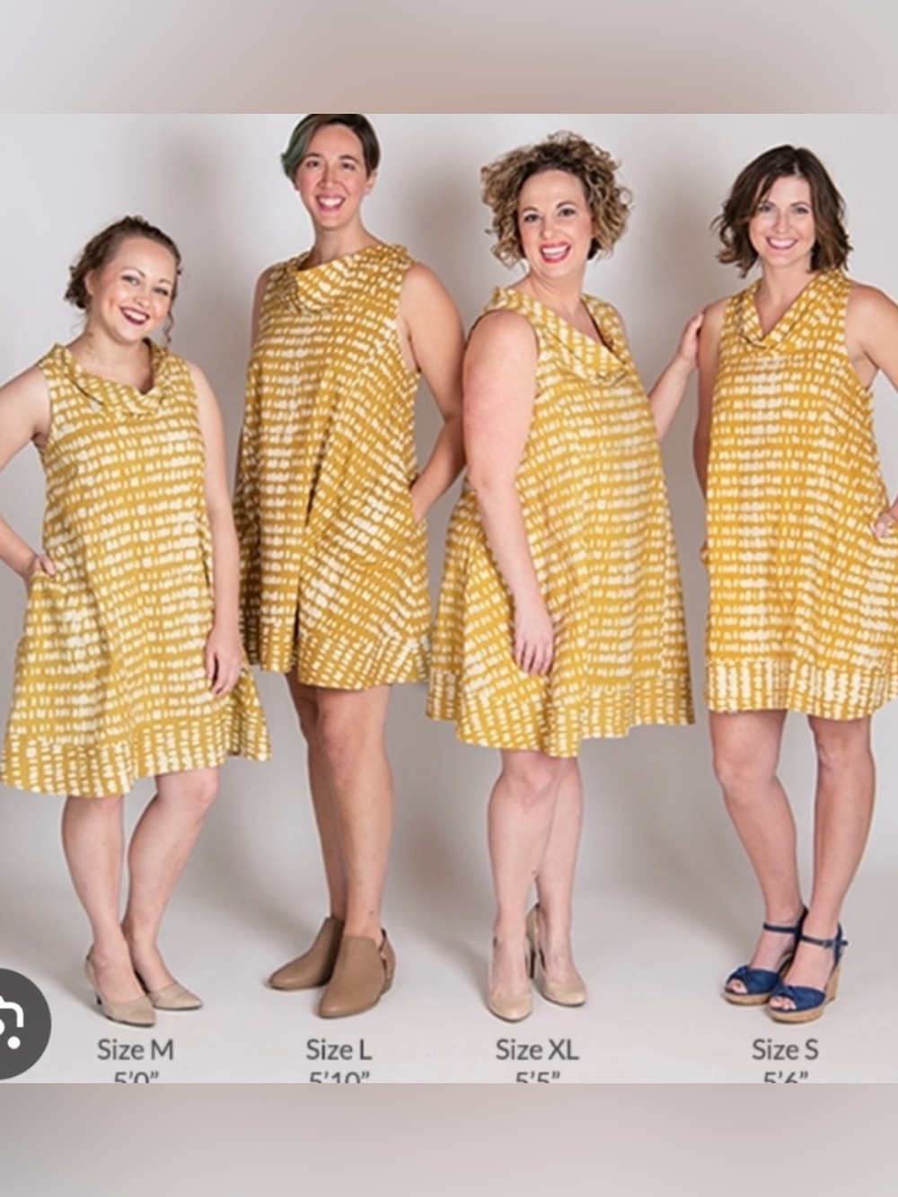 Fair Trade Global Mamas Organic Cotton Eli Dress Yellow & White Size Small